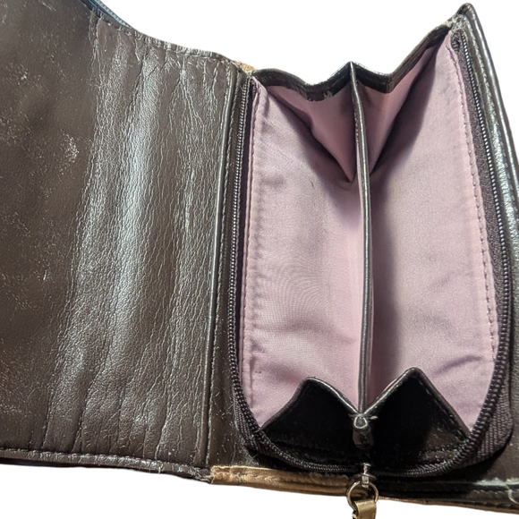 Metallic Gold Coach Embossed Trifold Wallet - Picture 10 of 16